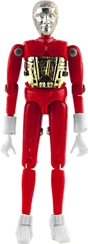 Red Mego Micronauts Time Traveler action figure from 1976.